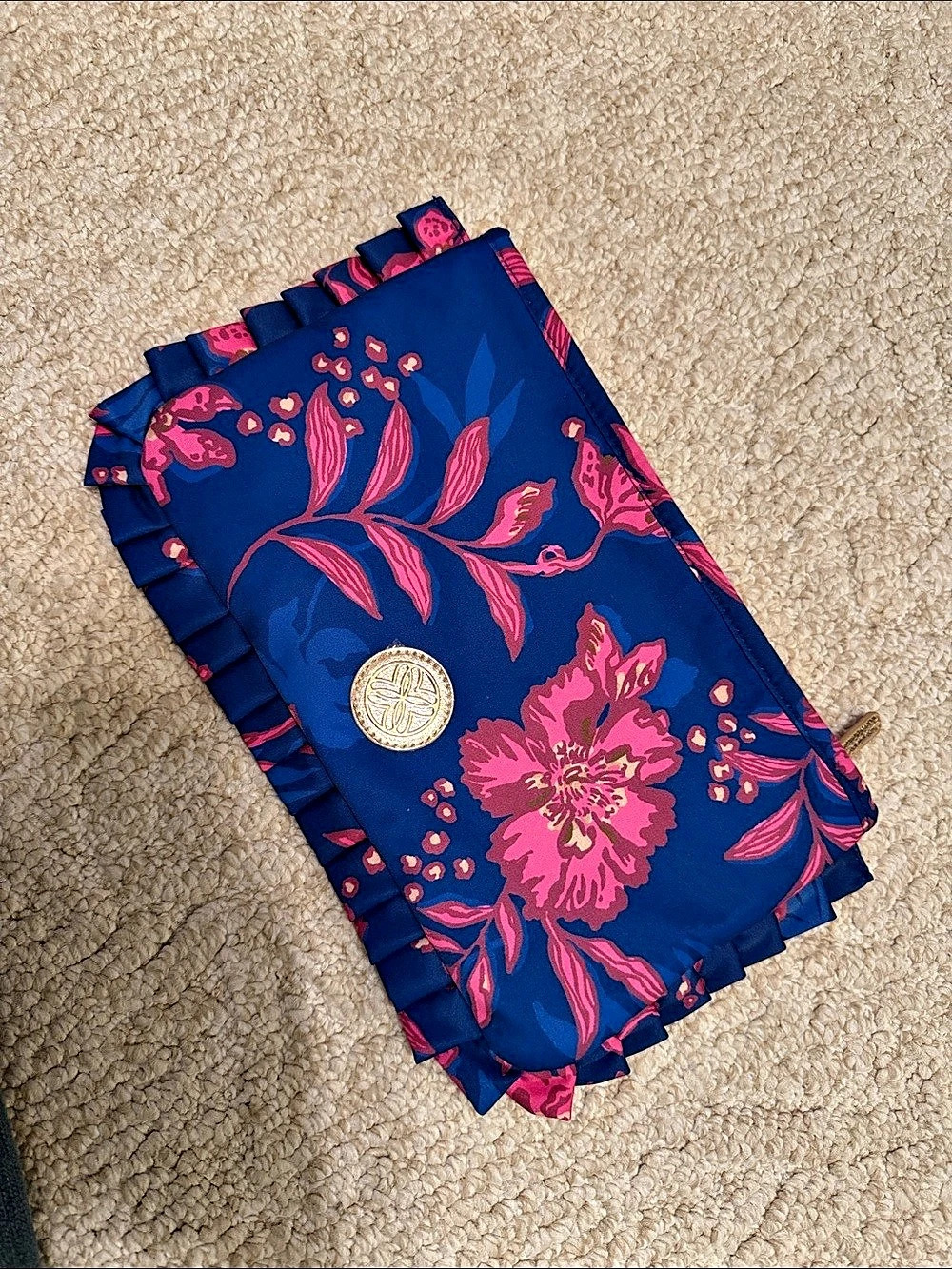 Lilly Pulitzer Floral Pouchette in Blue & Pink NWT clutch bag